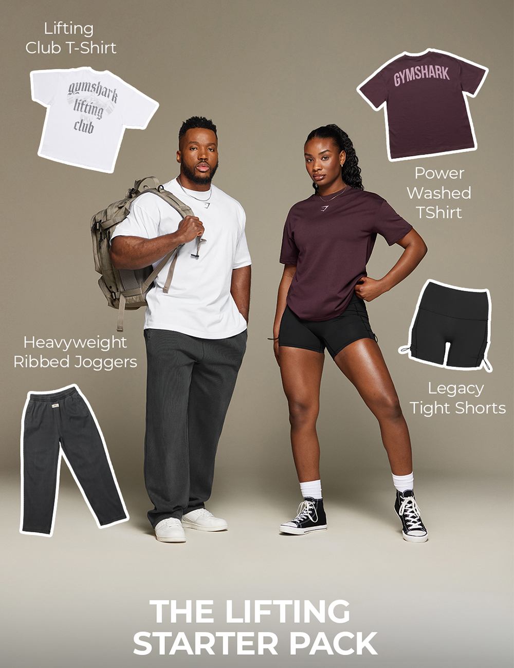 A rose pink lifting starter pack with a matching sports bra, compression leggings, and accessories.