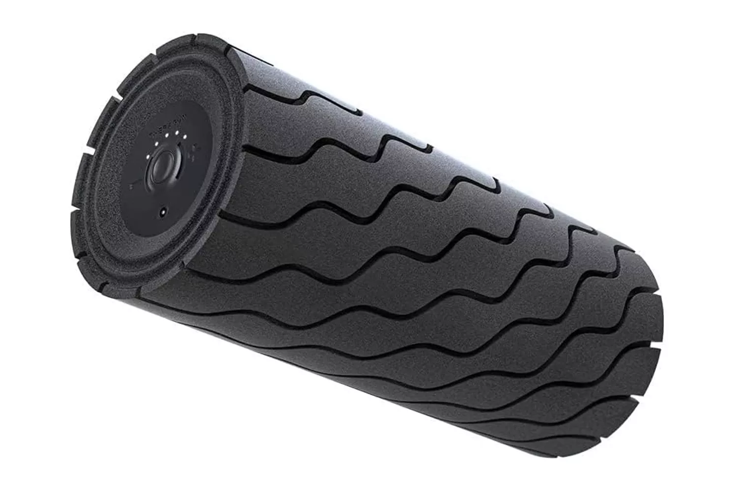 Product shot of the Therabody Wave Roller with its distinct wavy texture and control panel