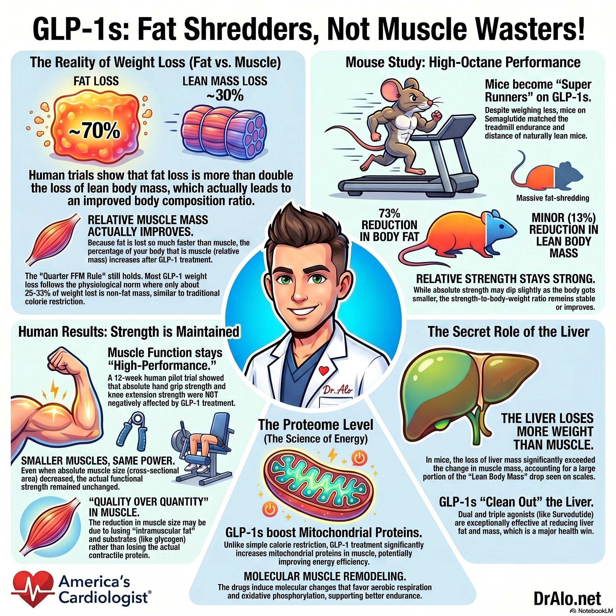 Infographic showing data points and percentages of lean mass loss on GLP-1 medications.