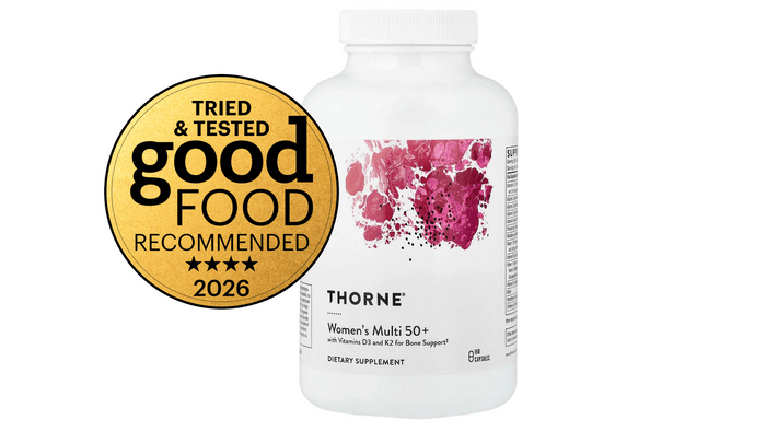 Thorne Women's Multi 50 plus supplement bottle.