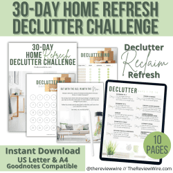A calendar-style checklist for a 30-day spring cleaning and home organization challenge.