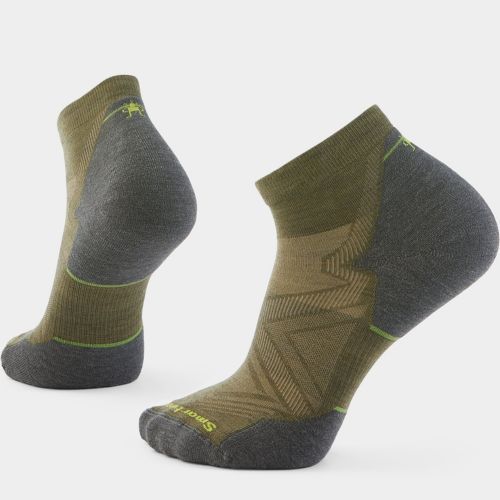 A pair of Smartwool run ankle socks packaged for sale.