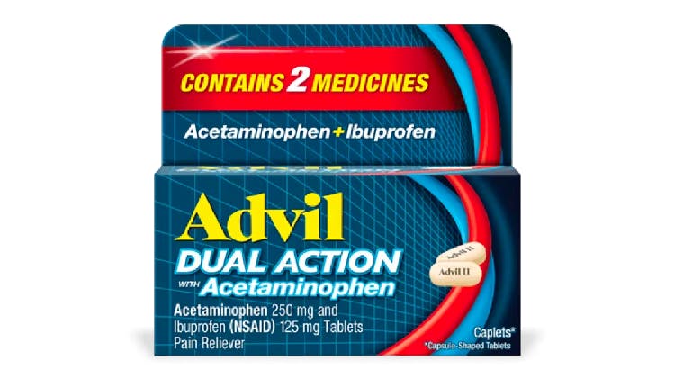 Box of dual-action pain relief medication used for managing joint pain at night.