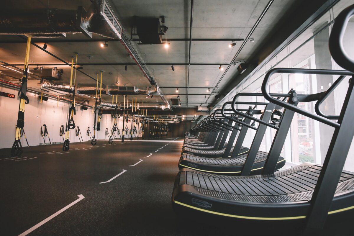 The Fore fitness studio with Technogym Skillmill curved treadmills and floor equipment