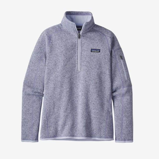 A Patagonia quarter-zip pullover made from recycled polyester fleece.