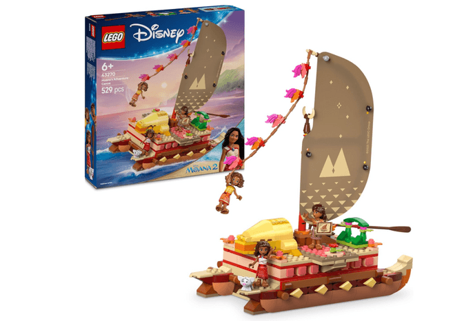 LEGO Disney Moana's Adventure Canoe building set with mini-figures.