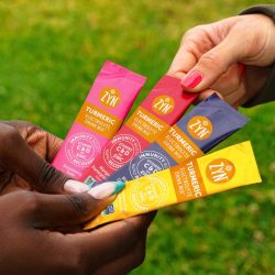 Various flavored packets of ZYN Turmeric Electrolyte Drink Mix.
