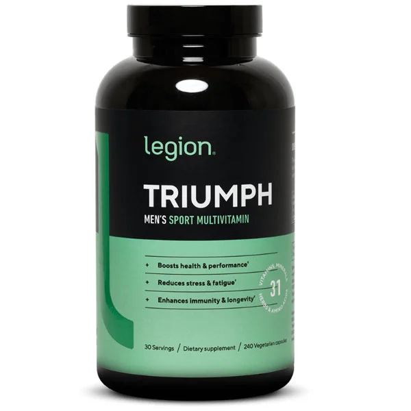Legion Triumph multivitamin bottle for athletes.