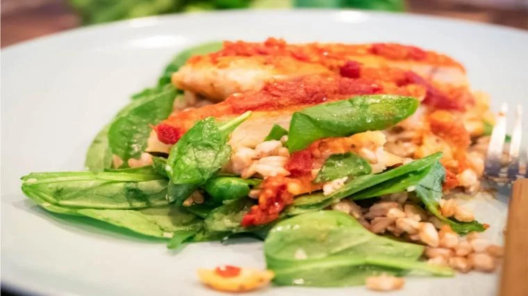 A balanced meal featuring colorful vegetables and proteins.