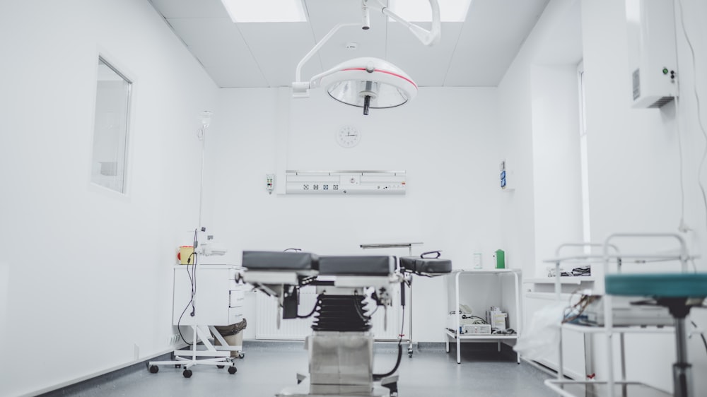 A modern, high-tech surgical operating room setup for stone removal procedures.