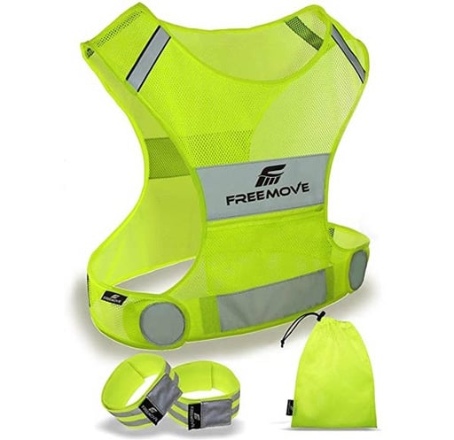 Freemove reflective running vest and adjustable arm bands