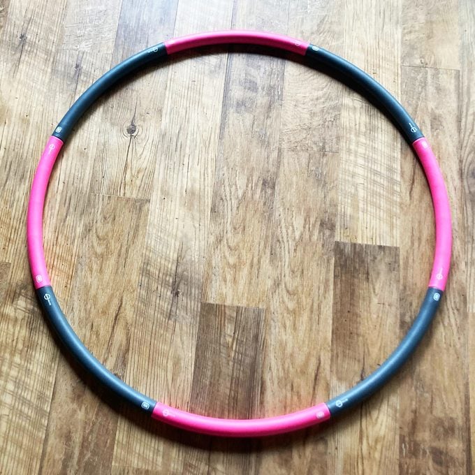 Detailed view of weighted hula hoop segments showing the connection points.