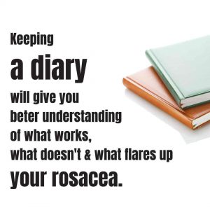 A notepad used as a diary to track rosacea and flushing triggers.