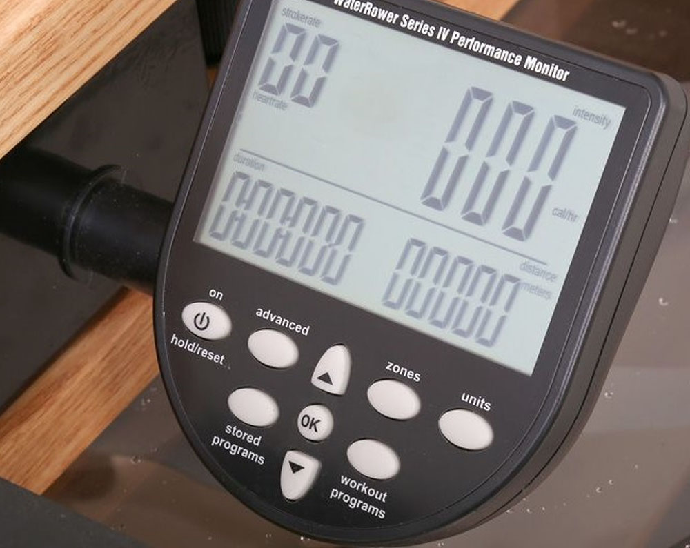 A full view of the WaterRower Natural Ash model highlighting the light-colored sustainable hardwood frame.