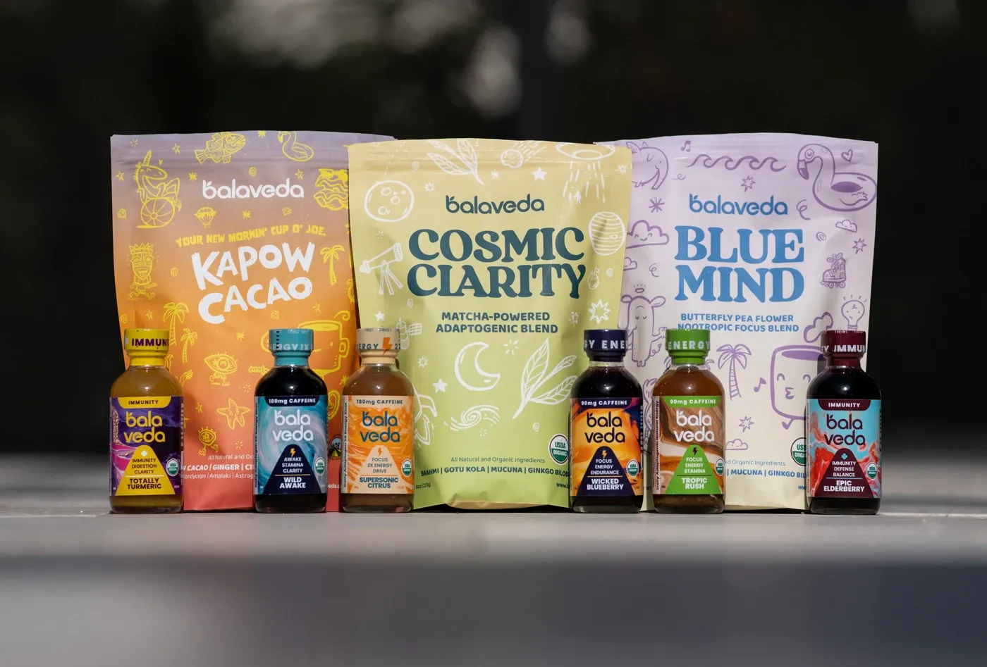 A variety of raw Ayurvedic medicinal herbs and mushrooms including cordyceps and ashwagandha.