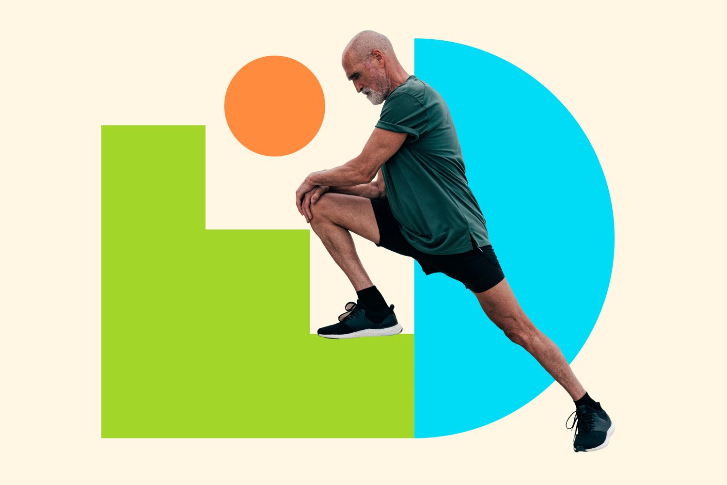 A man performing a side stretch in a brightly lit room to improve mental focus.
